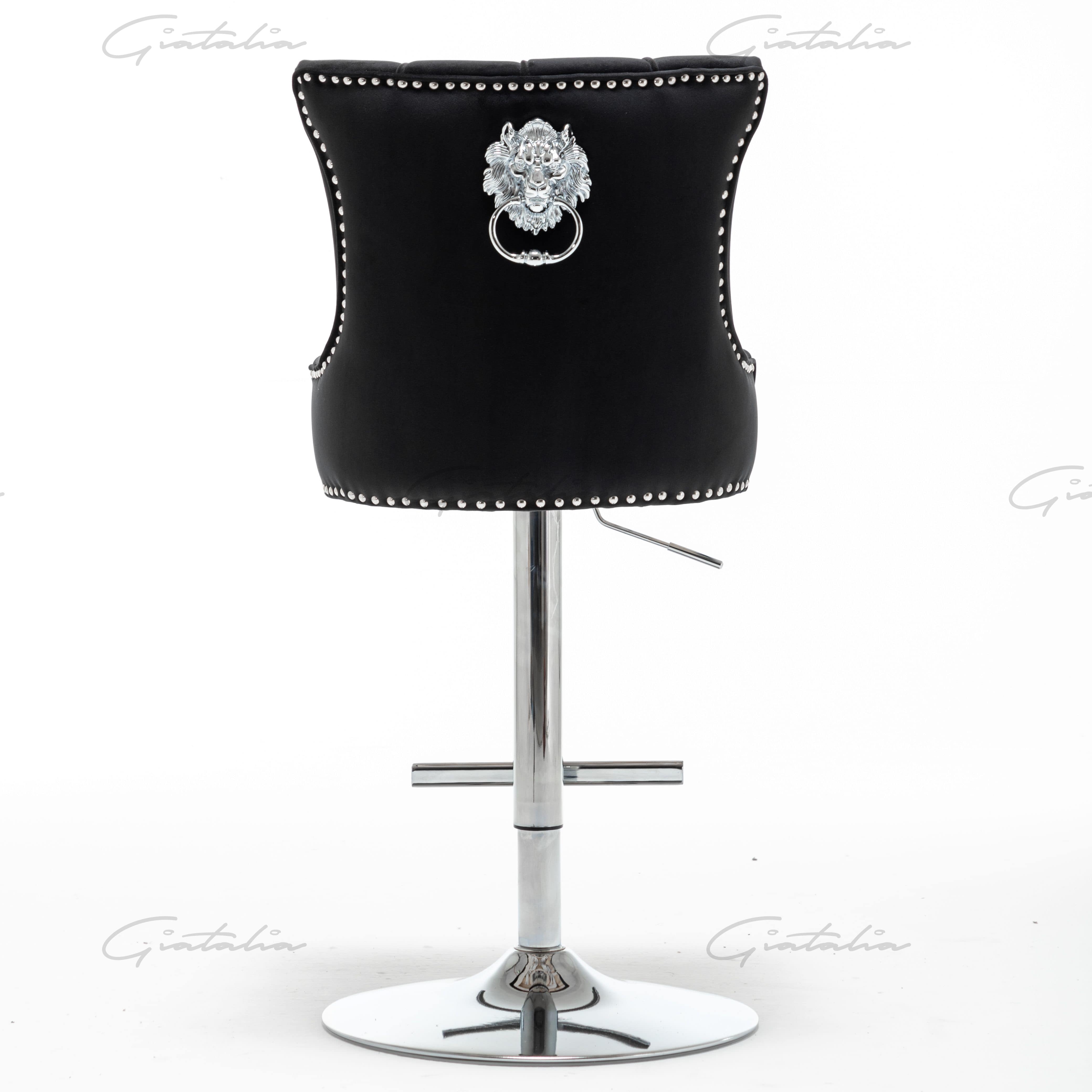 Lion knocker back barstool
