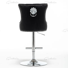 Lion knocker back barstool