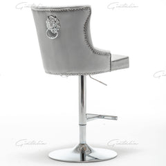 Montpellier Lion Knocker Back Black Velvet Barstool