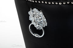 Montpellier Lion Knocker Back Black Velvet Barstool