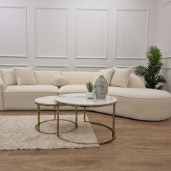 Pebble 3 Seater White Boucle Sofa