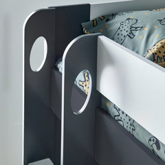 Olly 3ft Grey and White Bunk Bed with Storage
