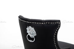 Montpellier Lion Knocker Back Black Velvet Barstool