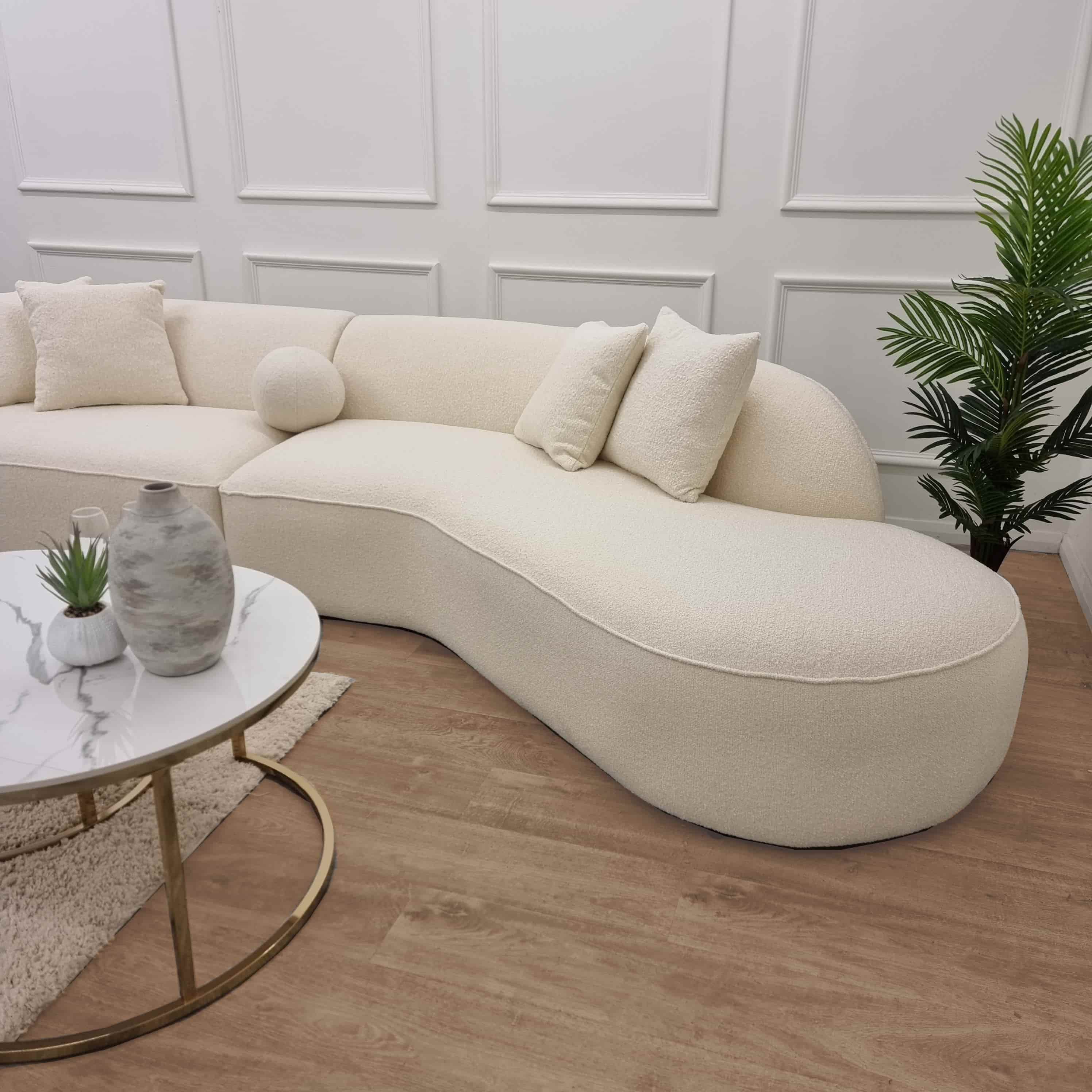 Pebble 3 Seater White Boucle Sofa