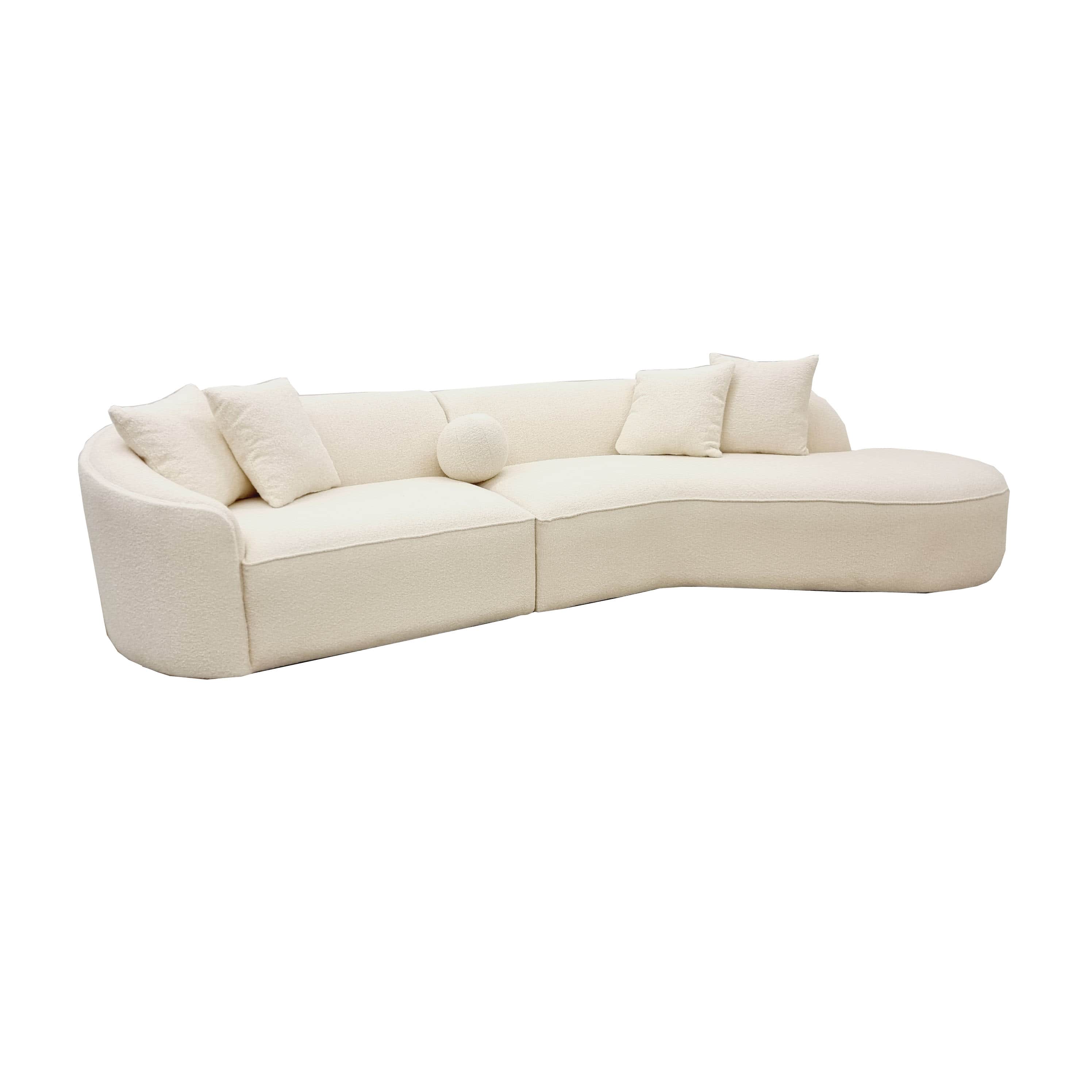 Pebble 3 Seater White Boucle Sofa