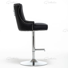 Montpellier Lion Knocker Back Black Velvet Barstool