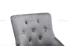 Knightbridge Grey Velvet Knocker Back Barstool