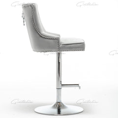 Montpellier Lion Knocker Back Black Velvet Barstool