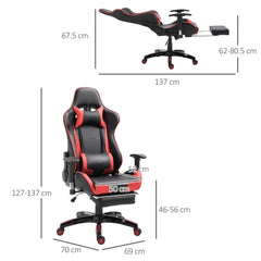 Gaming Chair, PU Leather - Red, Black