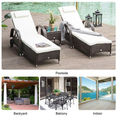 Rattan Sun Loungers Recliner with FREE Coffee Table