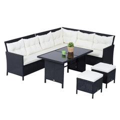 8 Seater Garden Rattan Furniture Rattan Corner Dining Sofa Set