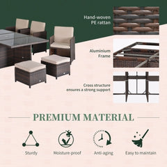 11 piece Rattan Garden Furniture Patio Dining Set 10-seater Cube Sofa Weave Wicker