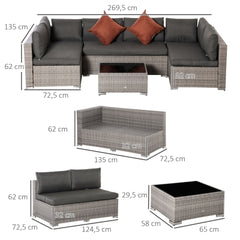 4 Piece Half Square Rattan Garden Sofa Set