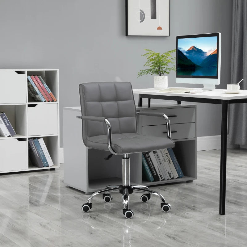 Mid Back Leather Office Desk Chair, Swivel Computer Chair