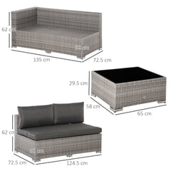 4 Piece Half Square Rattan Garden Sofa Set