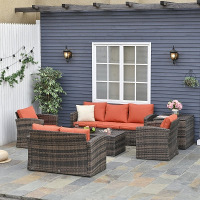 6 Piece Rattan Outdoor Sofa Set with Storage Table