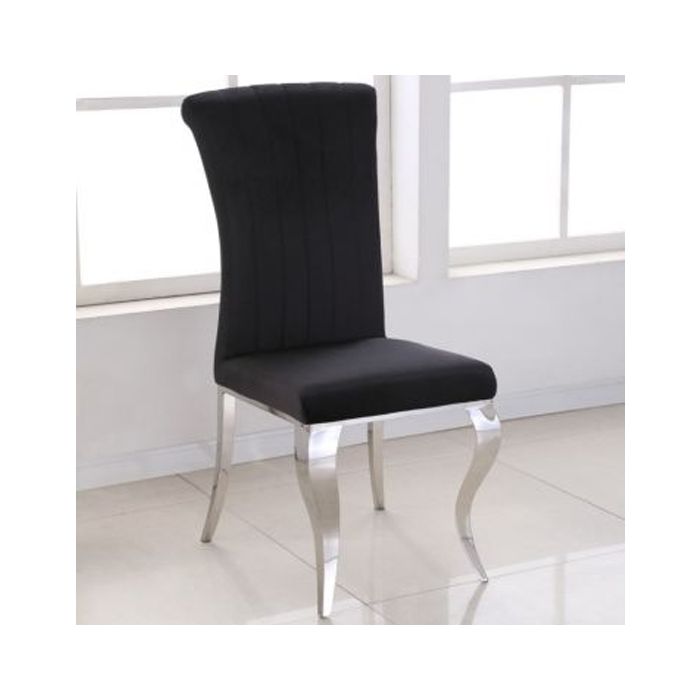 Liyana Black Velvet Dining Chair with Chrome Legs