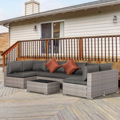 4 Piece Half Square Rattan Garden Sofa Set