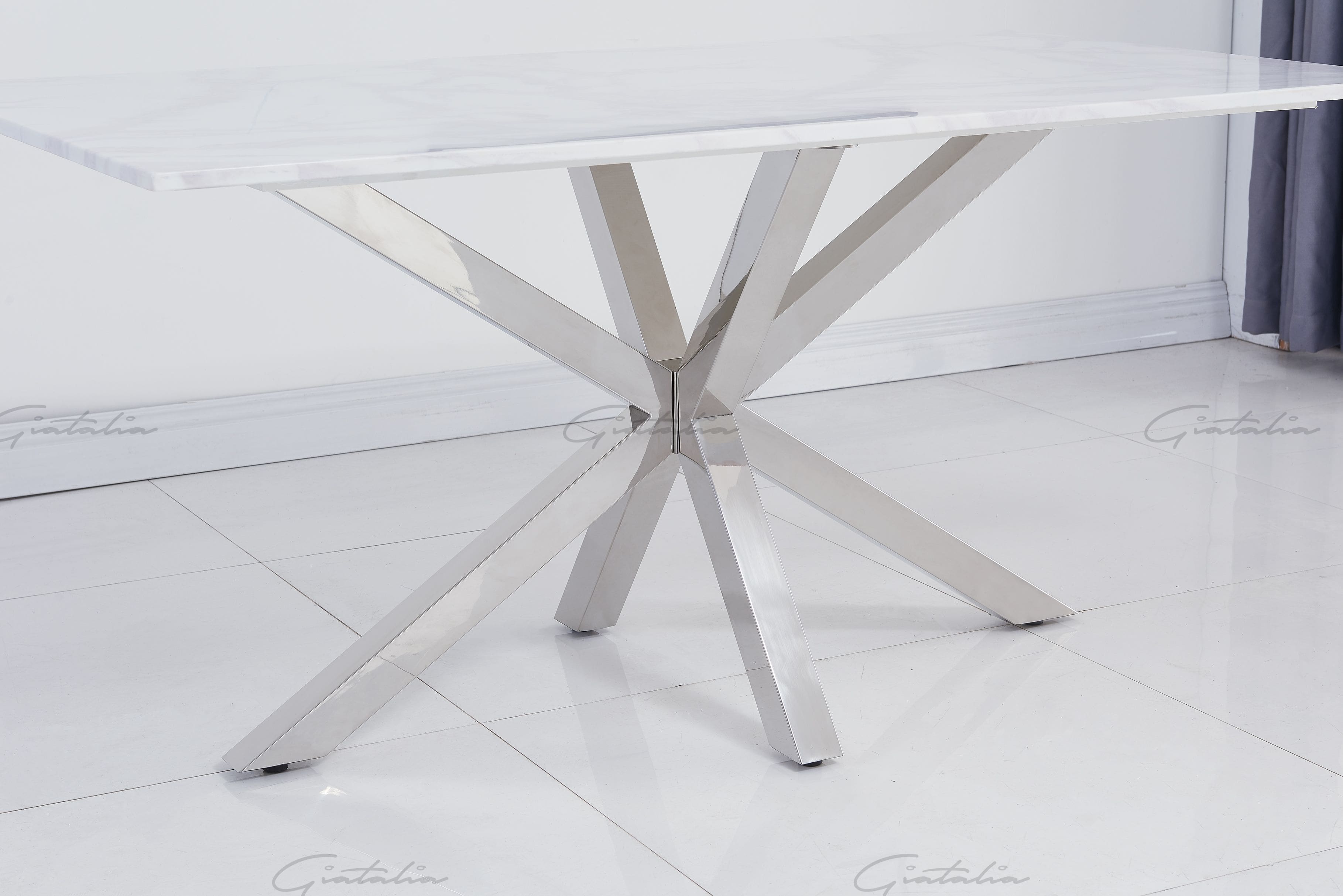 Riviera 160cm White Marble Dining Table