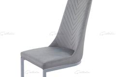 Curva Grey French Velvet  Chair